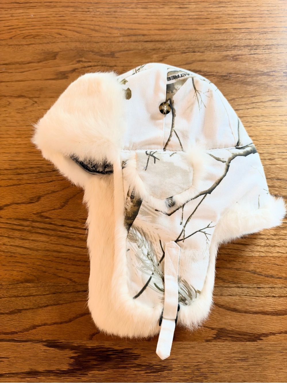 Mad Bomber White Camo Rabbit Fur Lined Winter Trapper Hat Sz M Cozy Warm Hunting